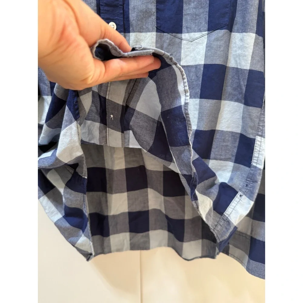 J.Crew Mens Buffalo Plaid Check Button down Summer Shirt sz Large Slim Cotton